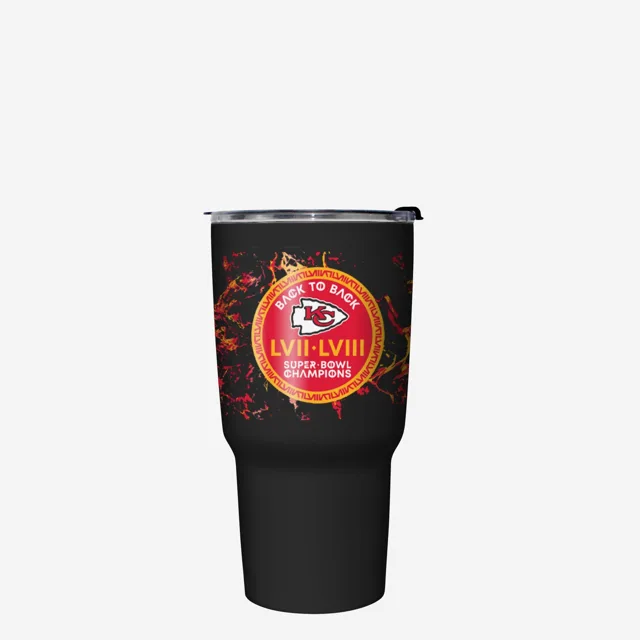 Kansas City Chiefs Super Bowl LVIII Champions Marbre Noir Gobelet en Acier Inoxydable 27 oz