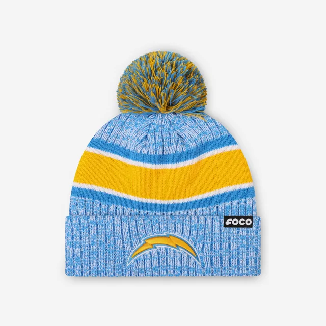 Los Angeles Chargers Bonnet à pompon doublé à rayures Heather Team