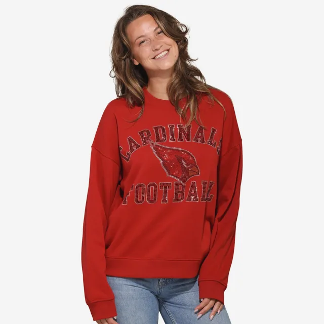 Arizona Cardinals Sweat-shirt surdimensionné à col rond avec logo strass pour femme