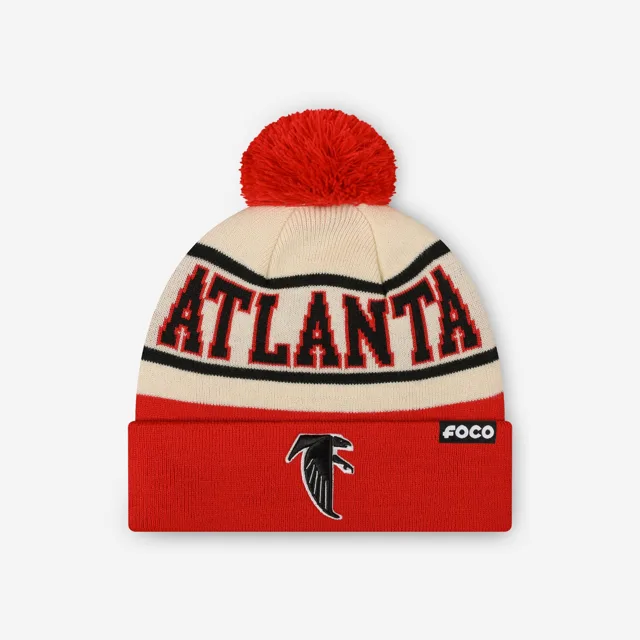 Bonnet à pompon avec logo rétro à rayures Heritage Atlanta Falcons