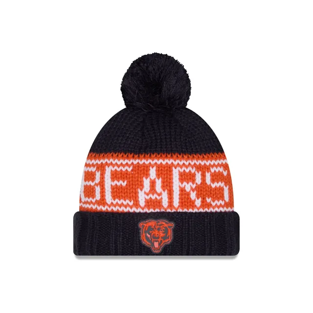 Chicago Bears 2026 Sideline Bonnet en tricot à pompon pour temps froid pour femmes