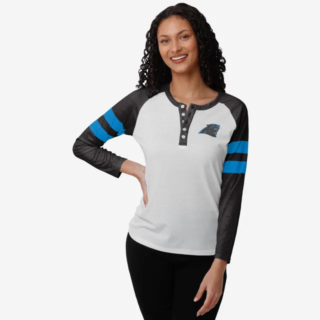 Carolina Panthers Henley à manches longues avec grand logo pour femme