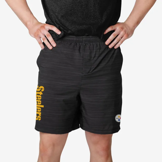 Pittsburgh Steelers Short doublé tissé noir chiné