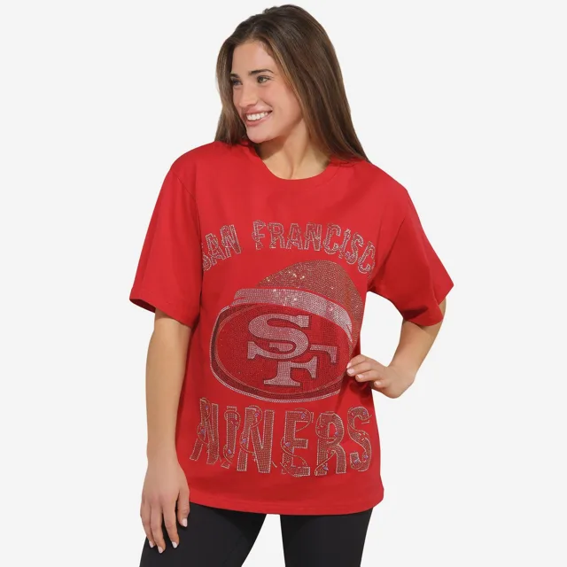 San Francisco 49ers T-shirt de vacances surdimensionné avec logo strass pour femme