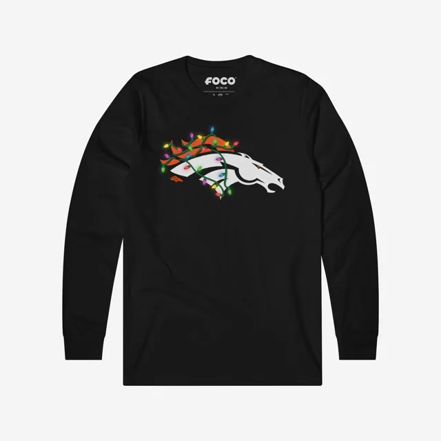 Denver Broncos T-shirt à manches longues avec logo principal Holiday Lights