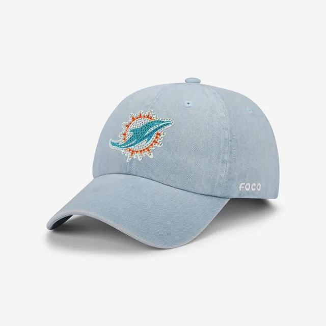 Miami Dolphins Casquette décontractée en denim avec logo strass