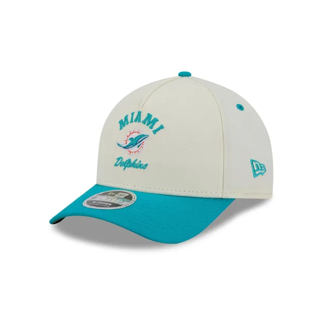 Miami Dolphins Casquette Snapback 9FORTY M-Crown A-Frame Graphique Arqué Chrome Blanc