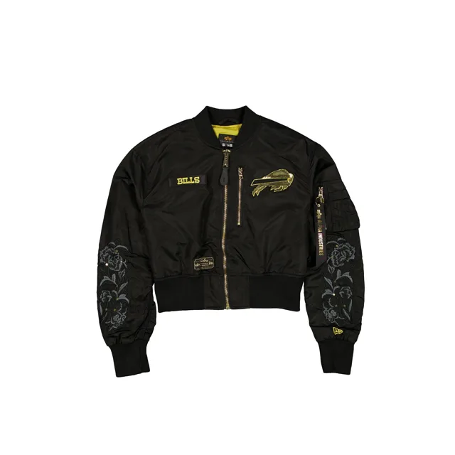 Alpha Industries x Buffalo Bills Blouson aviateur court L-2B noir et or pour femme