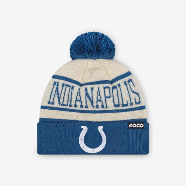 Bonnet à pompon avec logo principal à rayures Heritage Indianapolis Colts