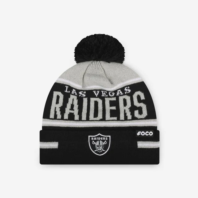 Las Vegas Raiders Bonnet à pompon à rayures et gros mot