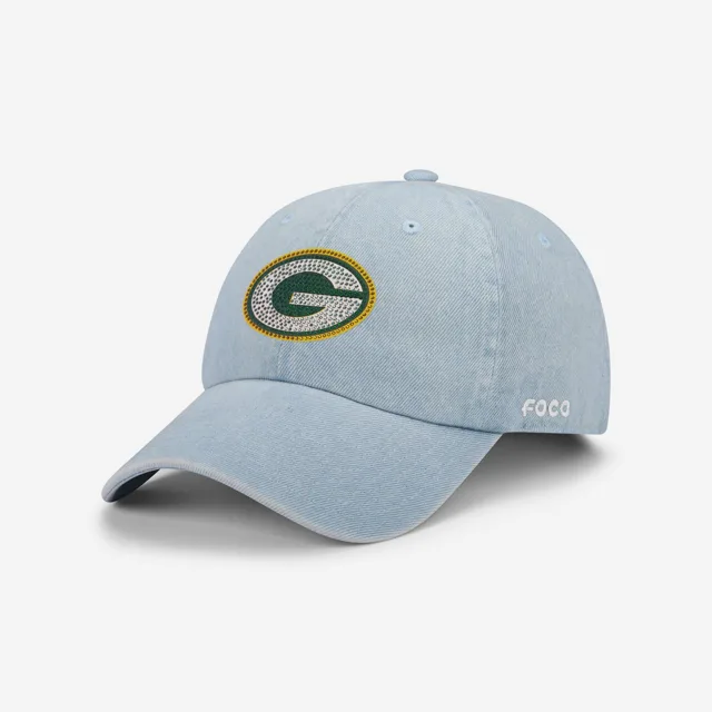 Green Bay Packers Casquette décontractée en denim avec logo strass