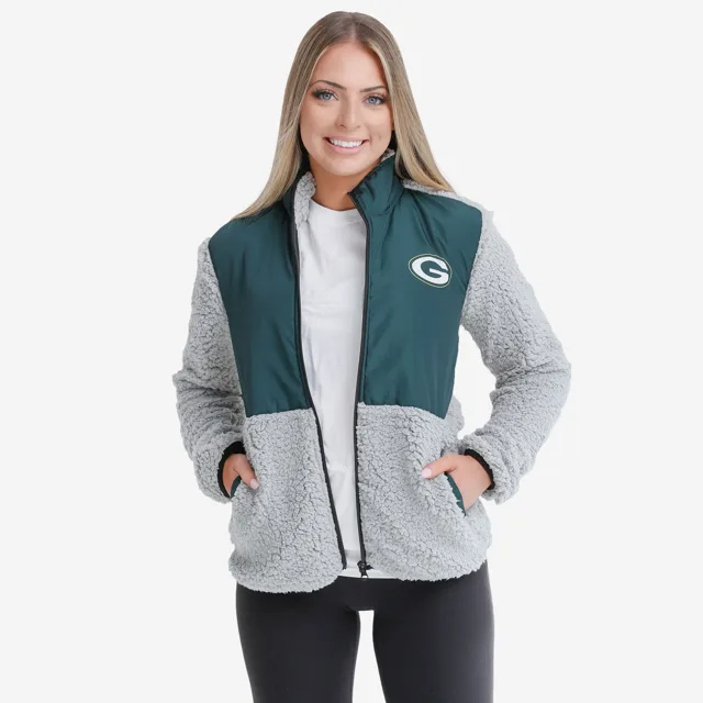 Green Bay Packers Veste Sherpa douce zippée pour femme