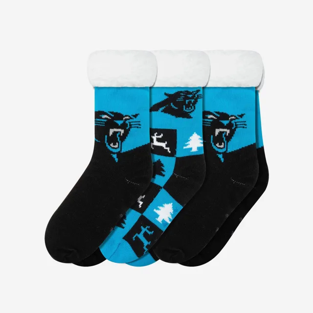 Carolina Panthers Lot de 3 paires de chaussettes pantoufles Fan Footy pour femmes