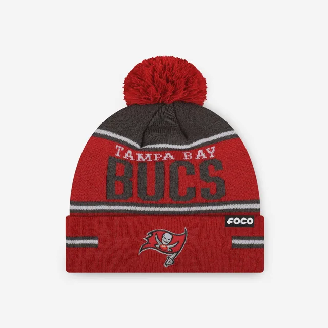 Tampa Bay Buccaneers Bonnet à pompon à rayures et gros mot