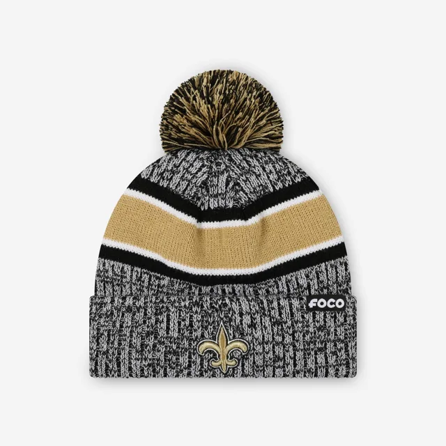 New Orleans Saints Bonnet à pompon doublé à rayures Heather Team