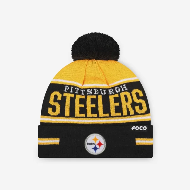 Pittsburgh Steelers Bonnet à pompon à rayures et gros mot