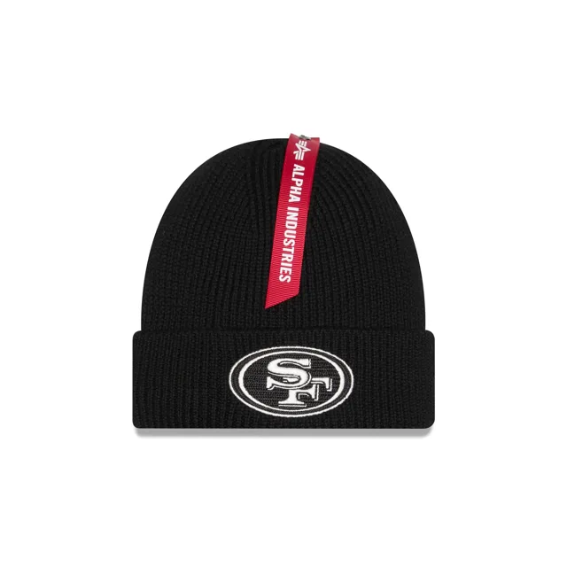 Alpha Industries x San Francisco 49ers Bonnet en tricot noir à revers