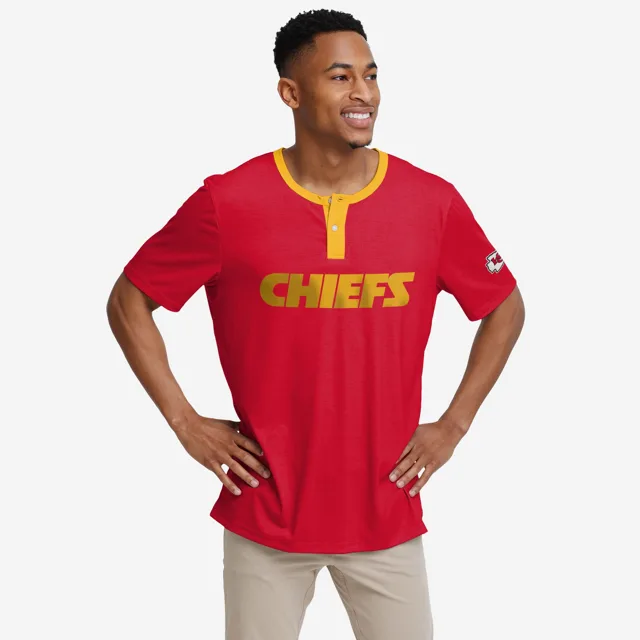 Kansas City Chiefs Henley à manches courtes avec mot-symbole uni