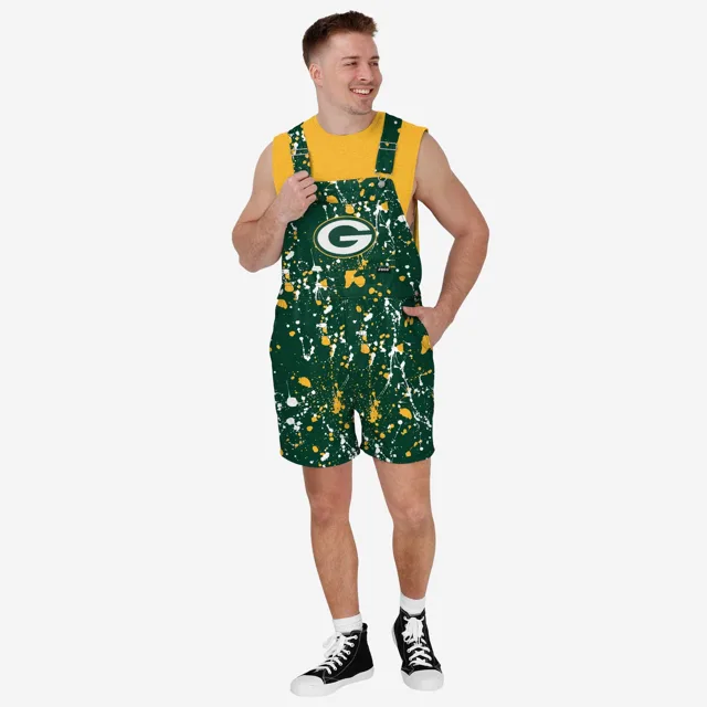 Green Bay Packers Salopette à bretelles pour hommes avec éclaboussures de peinture