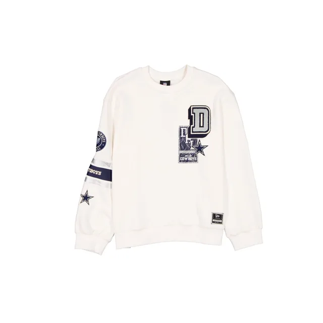 Dallas Cowboys Col rond universitaire blanc chromé pour femmes