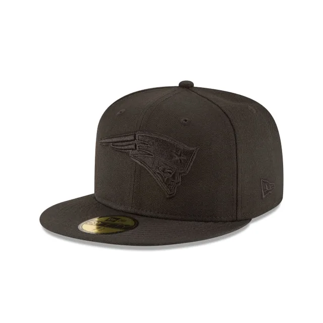 New England Patriots Noir sur Noir 59FIFTY Chapeau ajusté