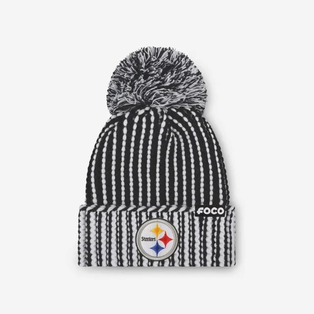 Pittsburgh Steelers Bonnet à pompon en tricot vertical avec logo principal