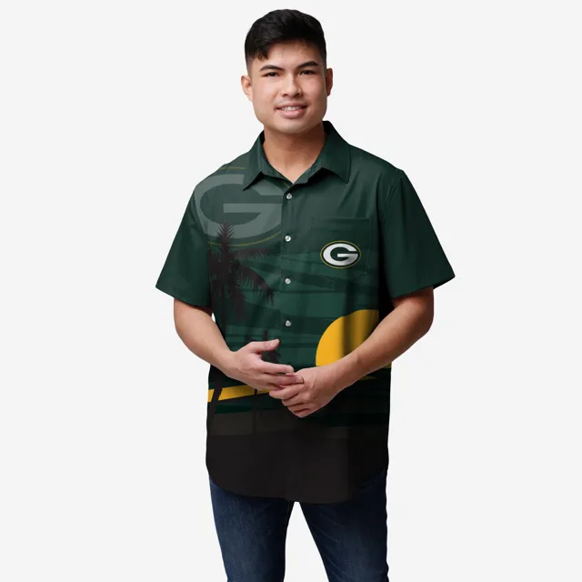 Green Bay Packers Chemise boutonnée coucher de soleil tropical