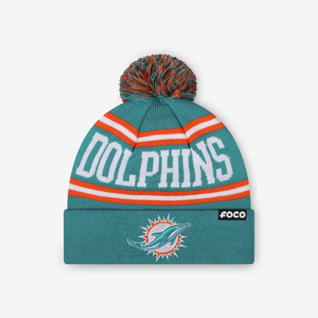 Bonnet à pompon avec logo principal Miami Dolphins