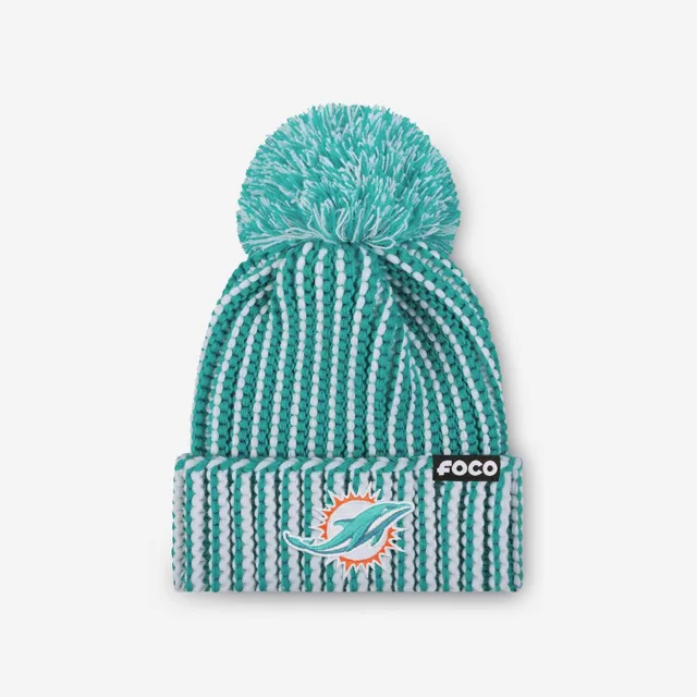 Miami Dolphins Bonnet à pompon en tricot vertical avec logo principal