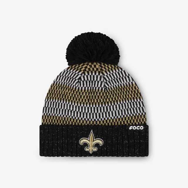 New Orleans Saints Bonnet à pompon en fil métallique pour femme