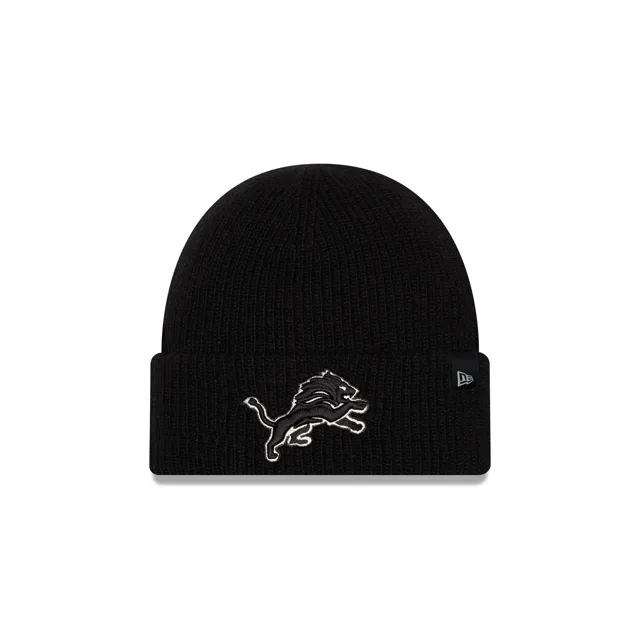Detroit Lions Bonnet en laine noir à revers court