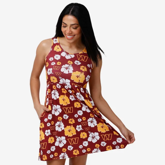 Washington Commanders Robe d'été florale préférée des fans pour femmes