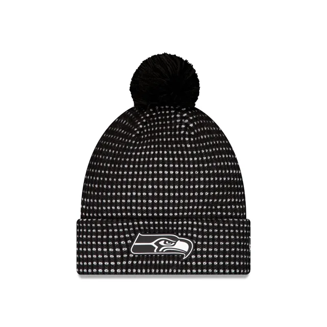 Seattle Seahawks 2026 Sideline Bonnet en tricot à pompon noir pour temps froid