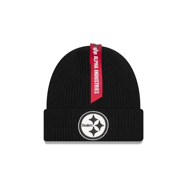 Alpha Industries x Pittsburgh Steelers Bonnet en tricot noir à revers