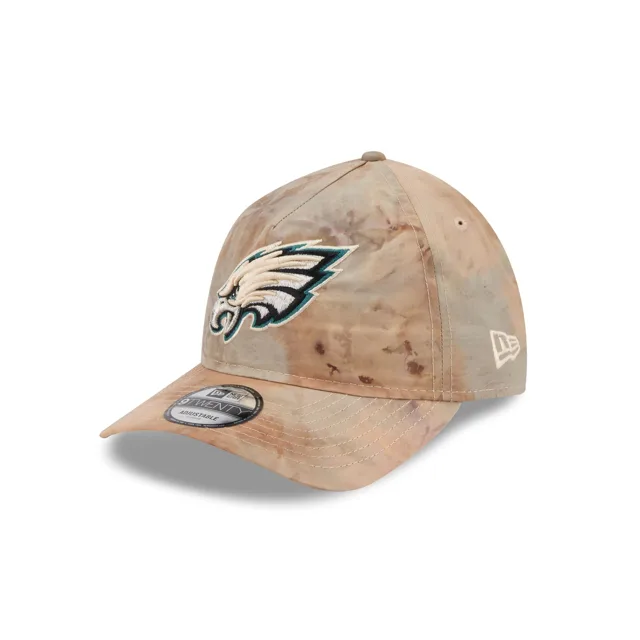 Philadelphia Eagles Chapeau réglable en nylon lavé marron 9TWENTY A-Frame