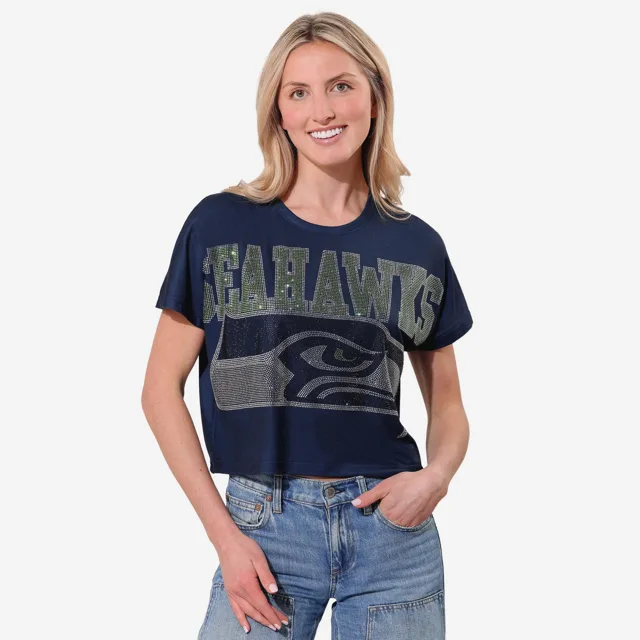 Seattle Seahawks Haut court avec gros mot-symbole en strass