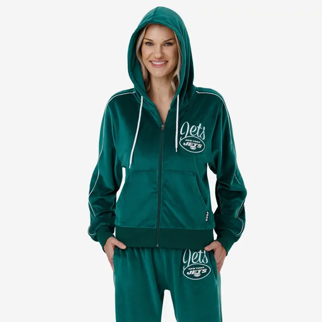 New York Jets 2019 Haut rétro zippé en velours pour femme
