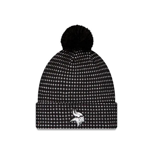 Minnesota Vikings 2026 Sideline Bonnet en tricot à pompon noir pour temps froid