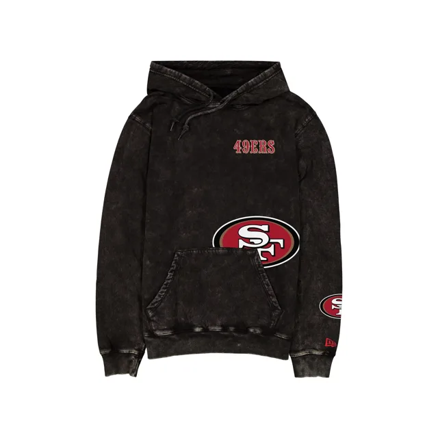 Sweat à capuche noir délavé avec logo San Francisco 49ers