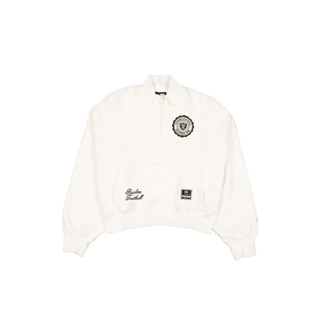 Las Vegas Raiders Pull zippé quart de tour blanc chromé pour femme
