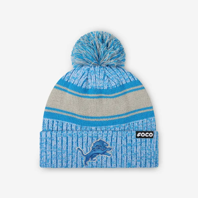 Detroit Lions Bonnet à pompon doublé à rayures Heather Team