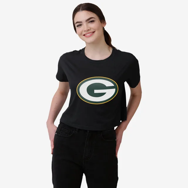 Green Bay Packers Haut court noir à grand logo pour femme