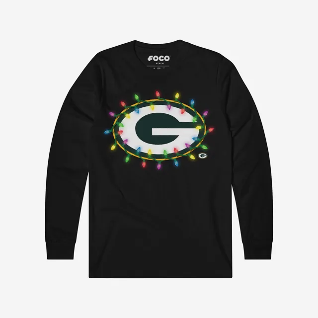 Green Bay Packers T-shirt à manches longues avec logo principal Holiday Lights