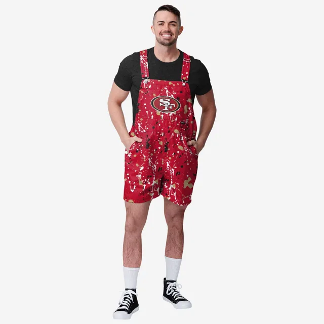 San Francisco 49ers Salopette à bretelles pour hommes avec éclaboussures de peinture