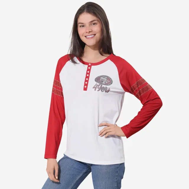 San Francisco 49ers Henley à manches longues avec strass