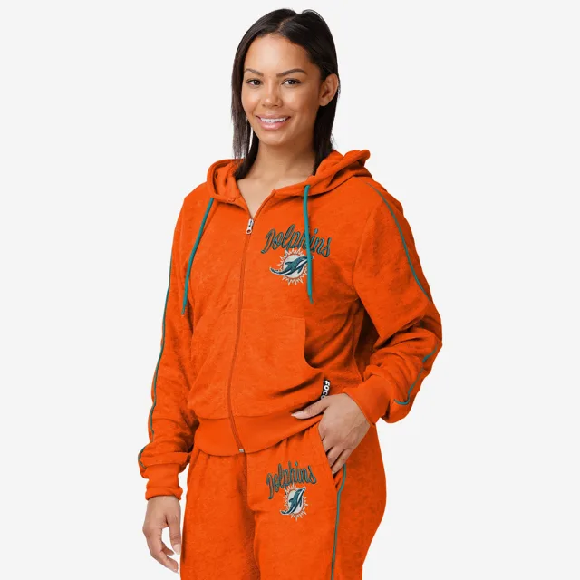 Miami Dolphins Haut zippé en tricot éponge pour femme
