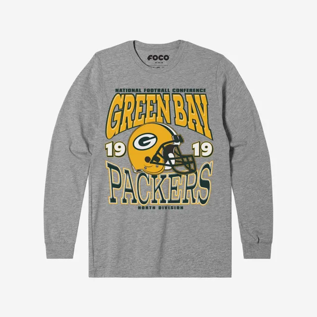 Green Bay Packers T-shirt à manches longues avec casque d'équipe classique