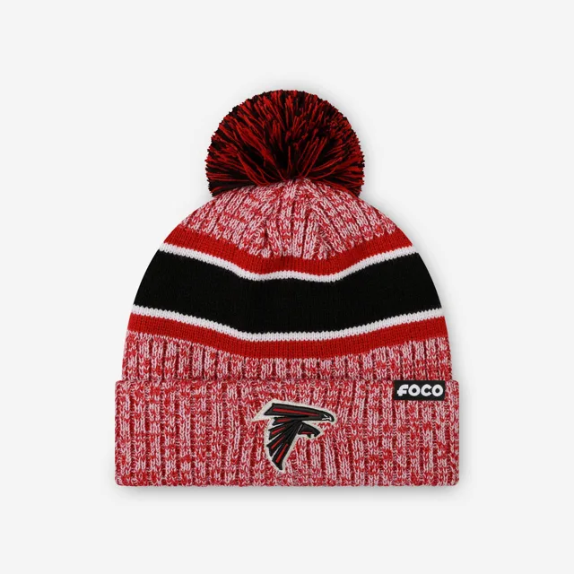 Atlanta Falcons Bonnet à pompon doublé à rayures Heather Team