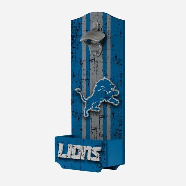 Detroit Lions Panneau ouvre-bouteille en bois