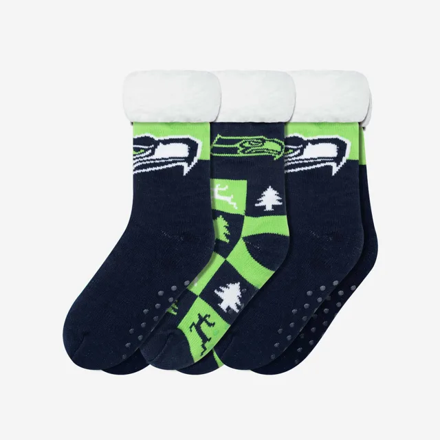 Seattle Seahawks Lot de 3 paires de chaussettes pantoufles Fan Footy pour femmes